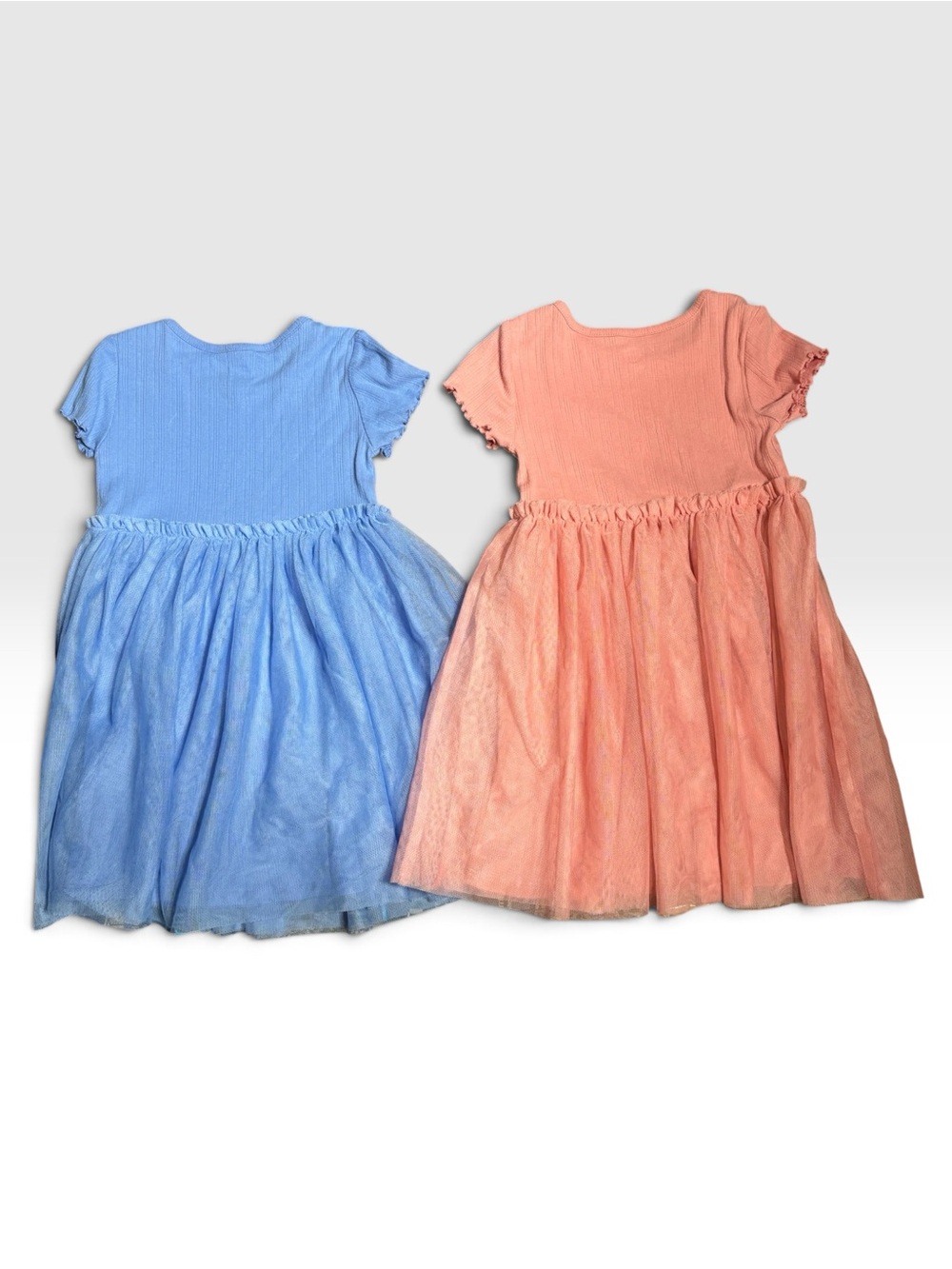 Wonder Nation Blue & Pink Ribbed Tulle Dresses Size 4 Bundle - Picture 2 of 4